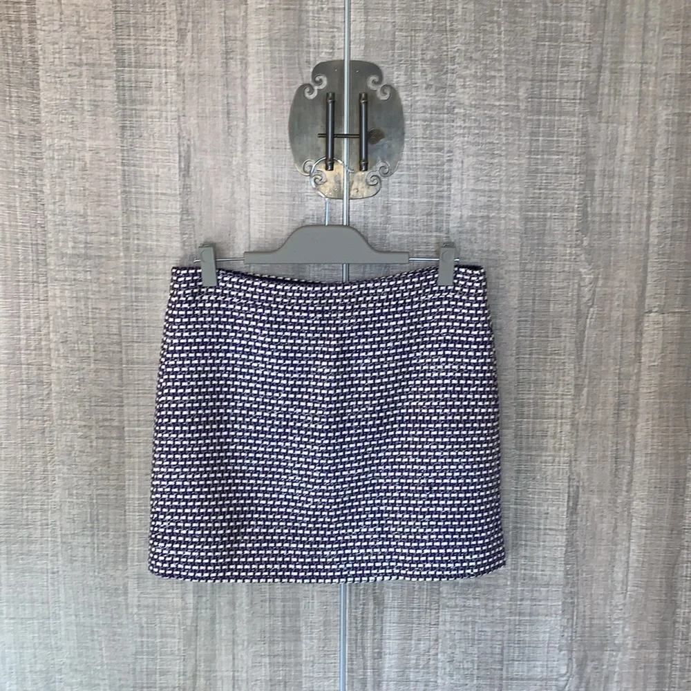 J.Crew Blue White Houndstooth Chic Pencil Skirt‎